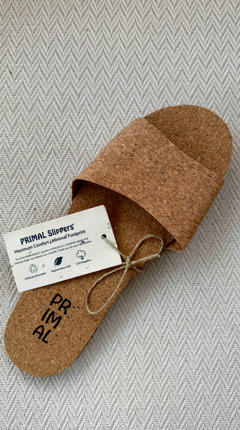 Primal Slippers Sustainable Circular Cork Hotel Slippers