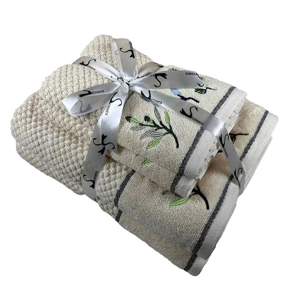 Weave Guest Towel  Azure & Chestnut –
