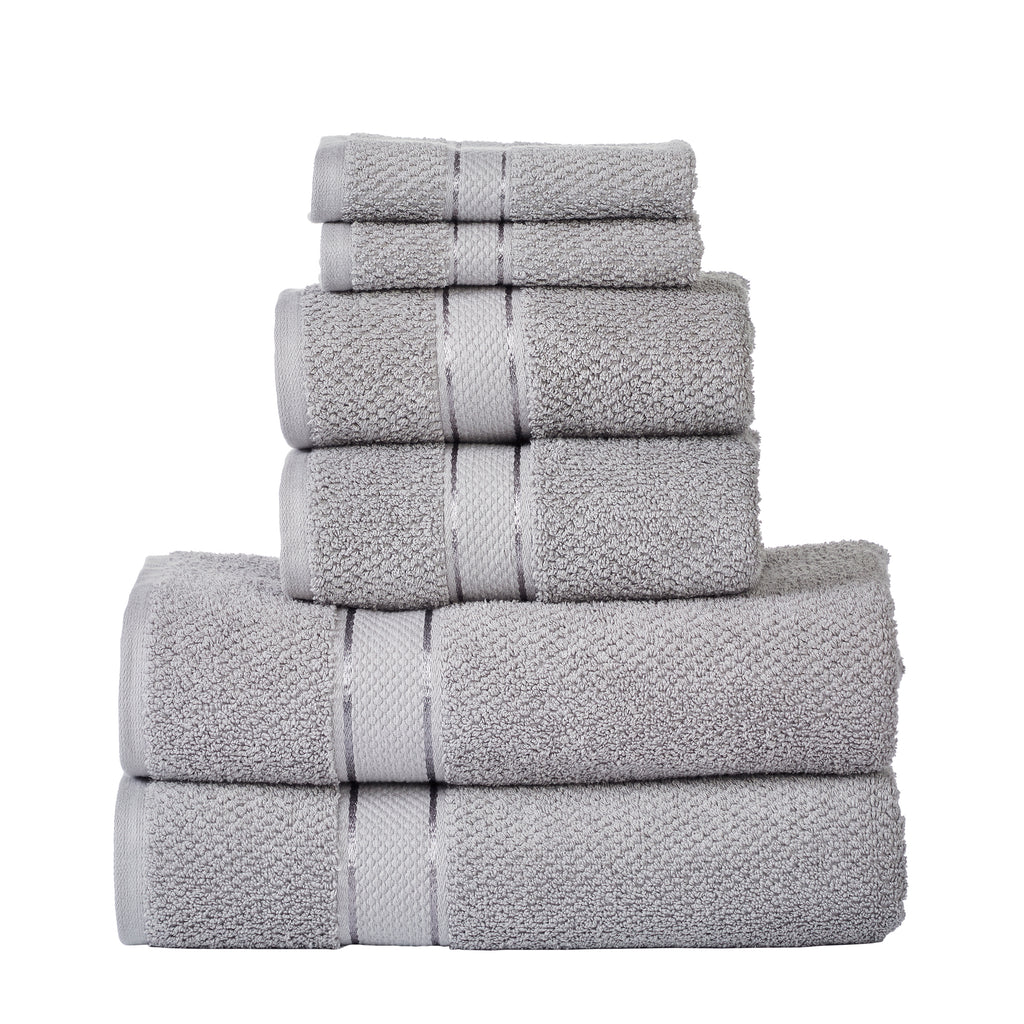 Senses Textured Rice Weave 6 Piece Bathroom Towel Set (Grey