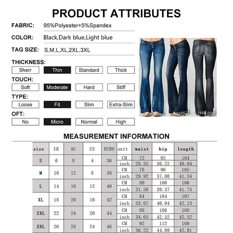 Funki Buys | Pants | Women's Low Waist Flared Jeans | Wide