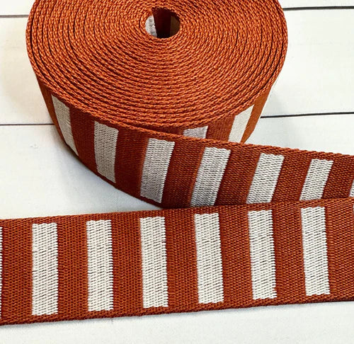 Bold Stripe Webbing Saddle and Off White By the Yard