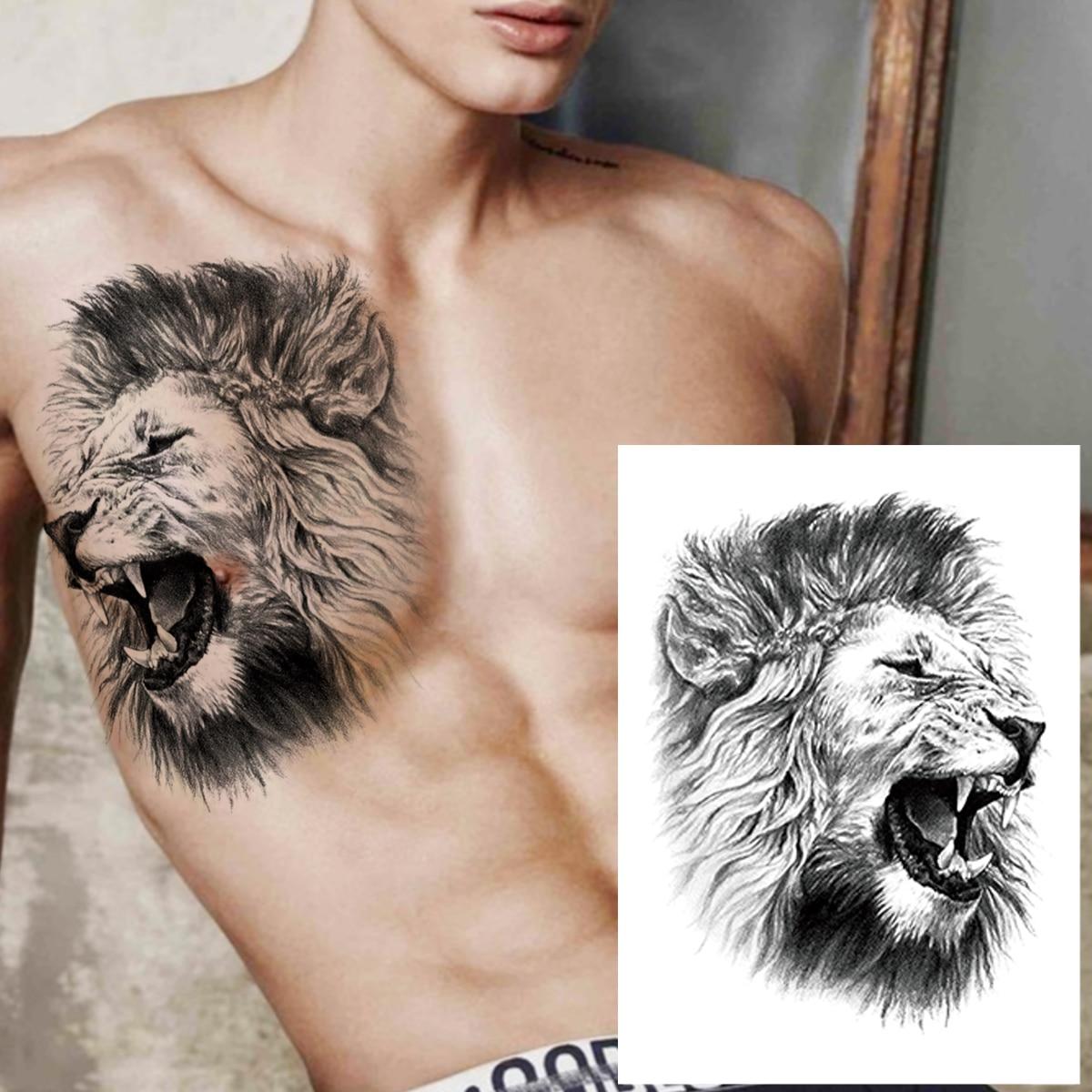 Lejon Tillfällig Tatuering