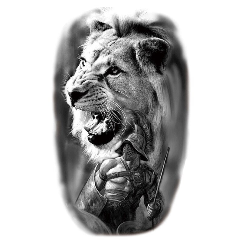 Black Tiger Fashion Arm Temporary Tattoos For Men Adult Lion Crown Warrior  Fake Tattoo Realistic Body Art Decoration Tatoo Paper  Temporary Tattoos   AliExpress