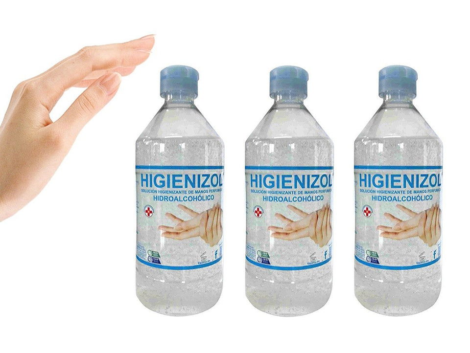 Gel hidroalcohólico de manos, pack de 3 botellas de 500ml