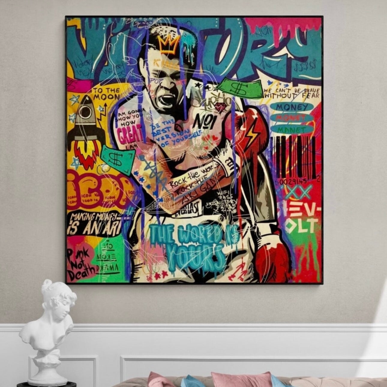 Muhammad Ali Wall Art, Inspirational Wall Paintings