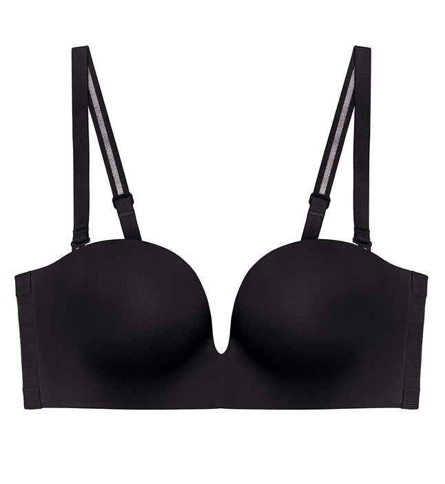 Invisible Inside-Out Non-Wired Detachable Push Up Bra in Black