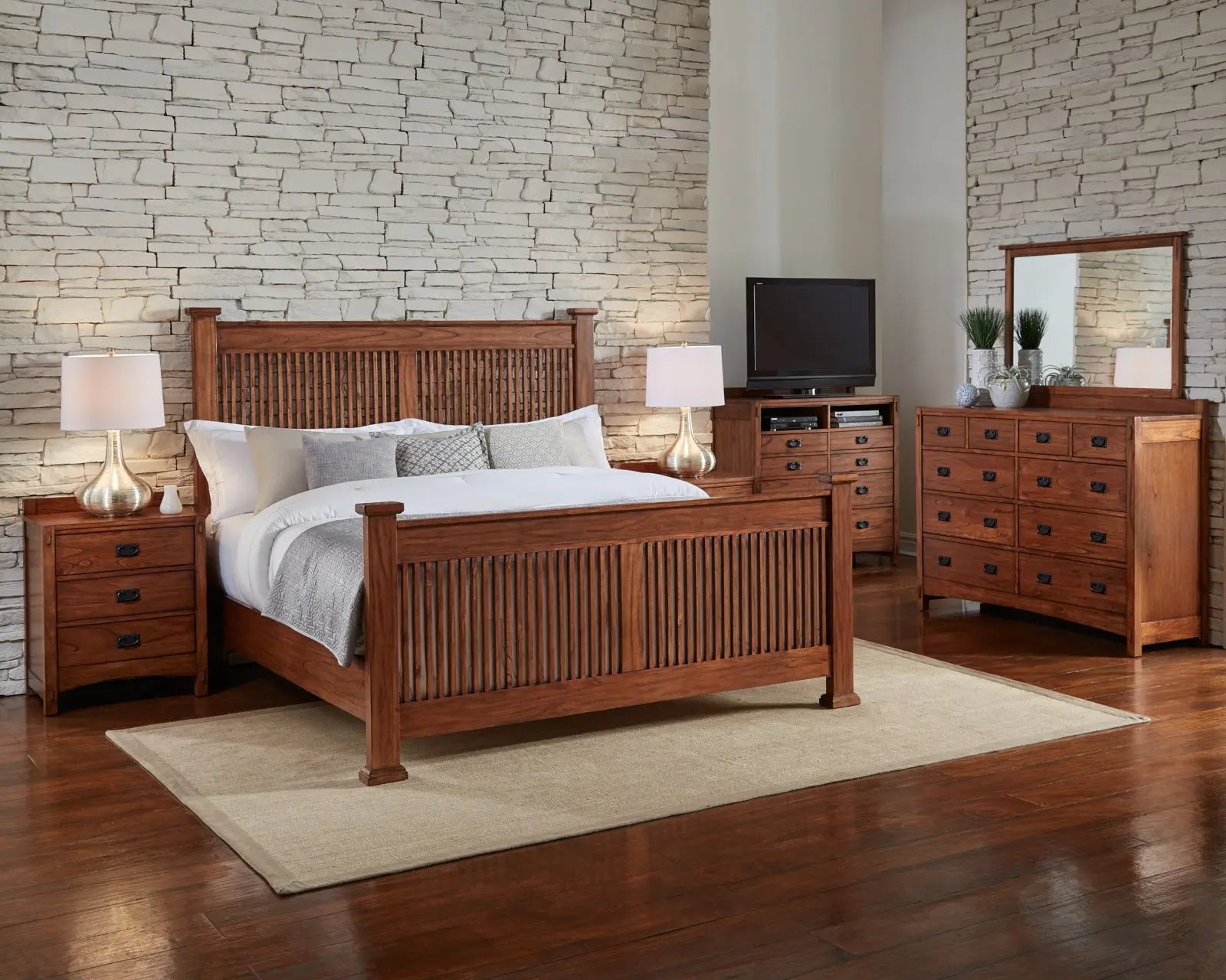 Mission Hill Bedroom Cal King Slat Bed A-America