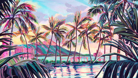 sheraton sunset hawaii resort christie shinn pink painting