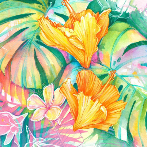 kailua hawaii artist lauren roth colorful tropical flora painting detail