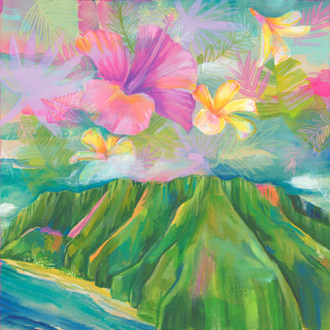 kailua hawaii artist lauren roth floral mountain painting