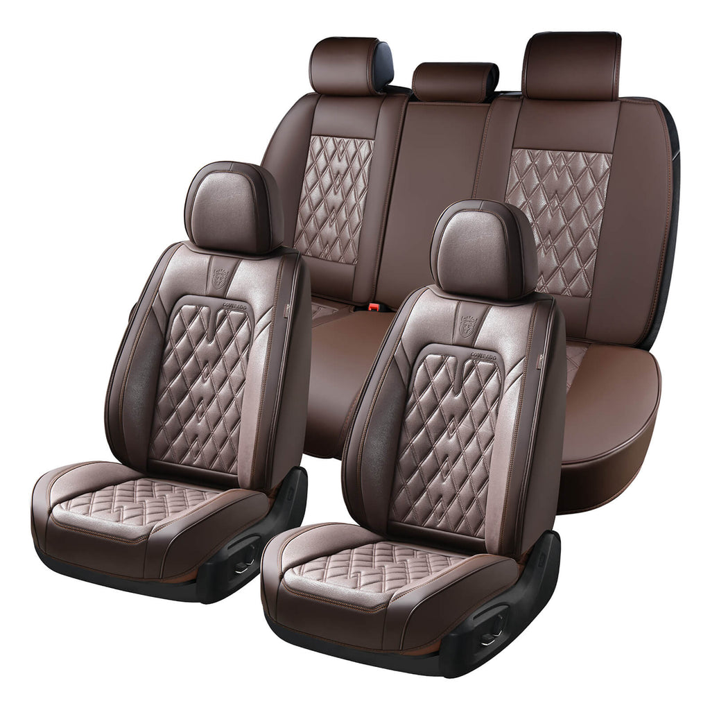 Coverado Faux Leather Front and Back Seat Cover Waterproof Universal Fit