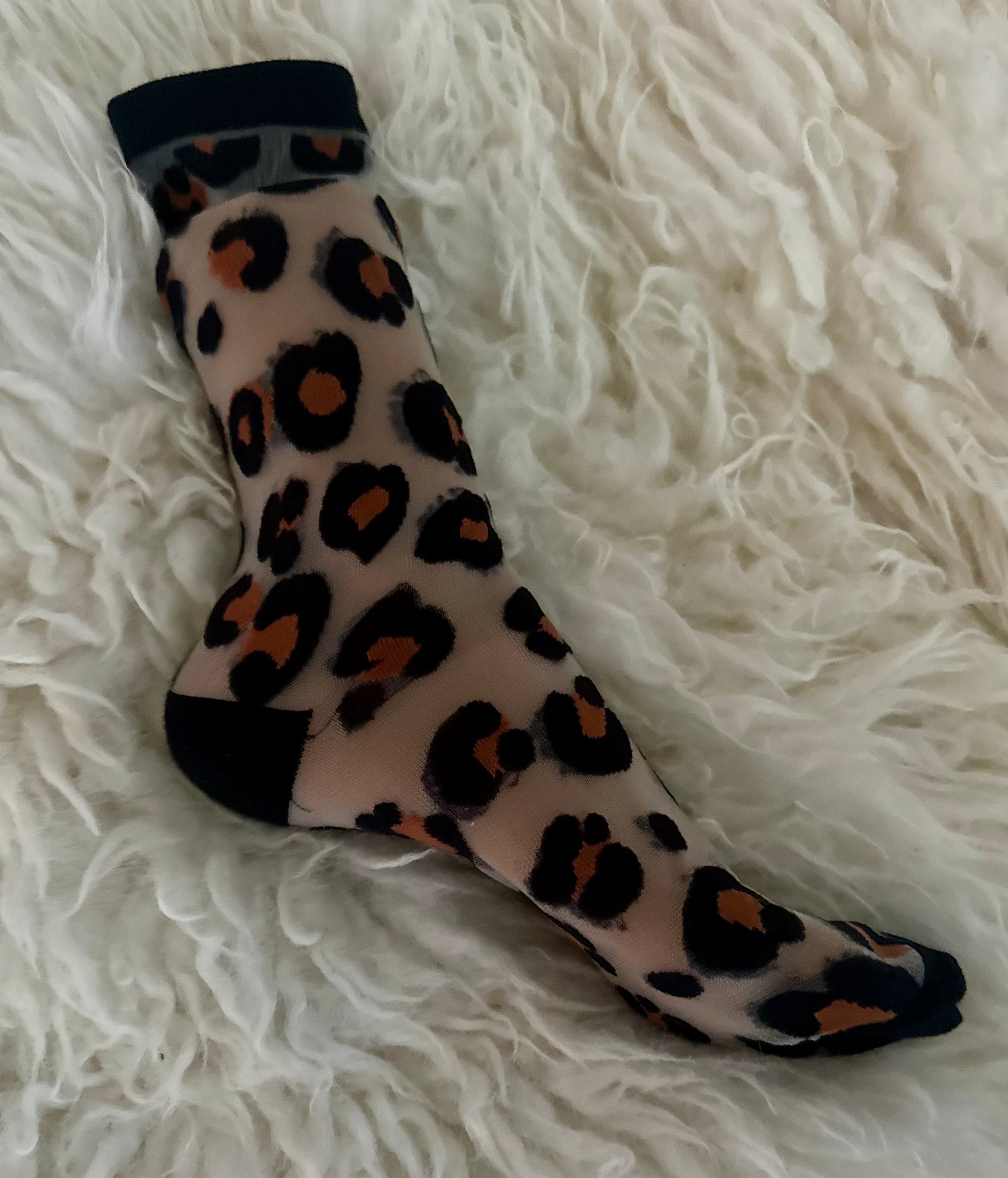 Sheer Leopard Print Socks