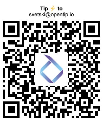 OpenTip QR Code to tip Aleksandar Svetski some Bitcoin