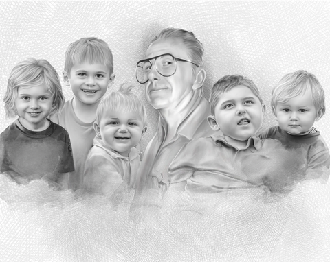 Custom Grandparents Pencil Drawing