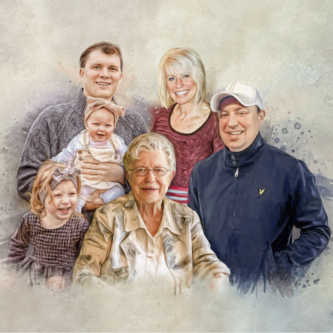 family watercolor portrait