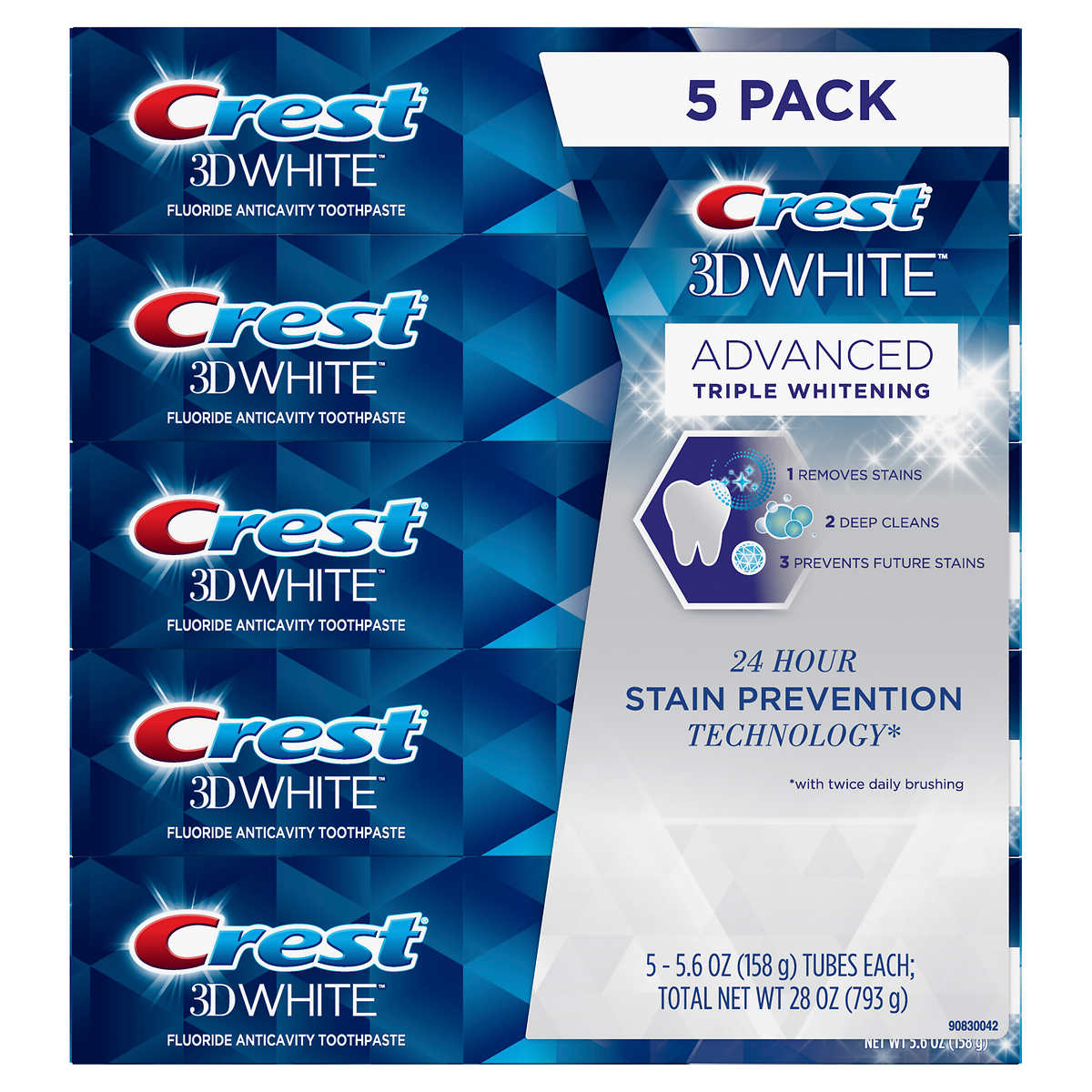 Crest 3D White triple Whitening tandpasta 5-pakke Crest er e – Nanutrade