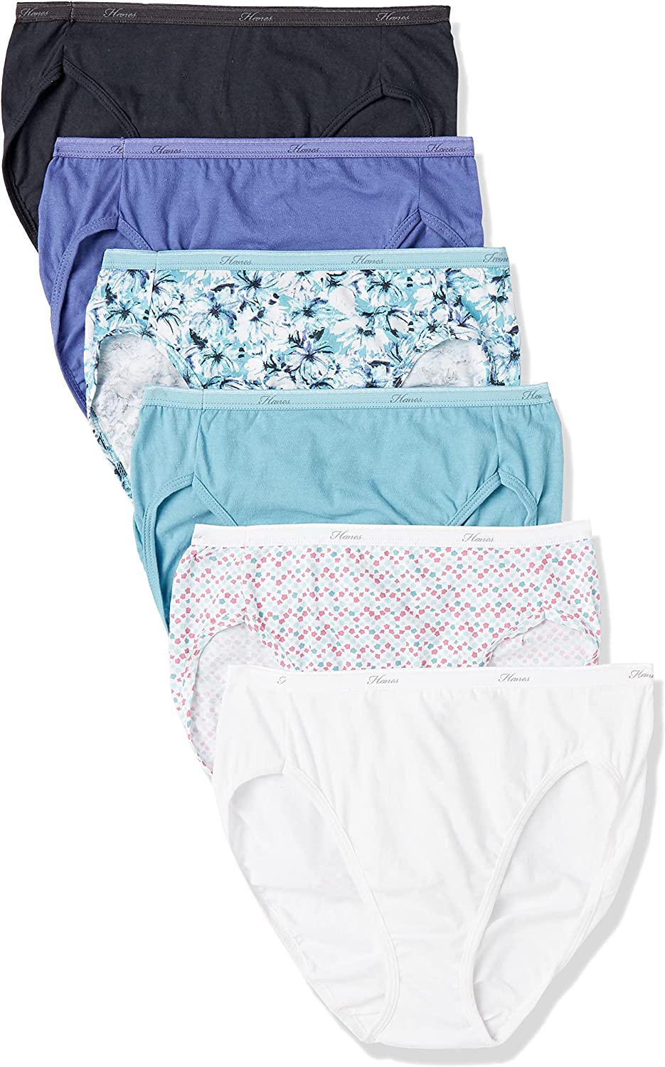 Hanes Women's Cotton Hi-Cut Panties, 6-Pack