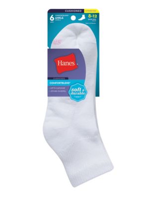 Hanes Women's ComfortBlend Ankle Socks 6-Pack-403/6P - activewearhub