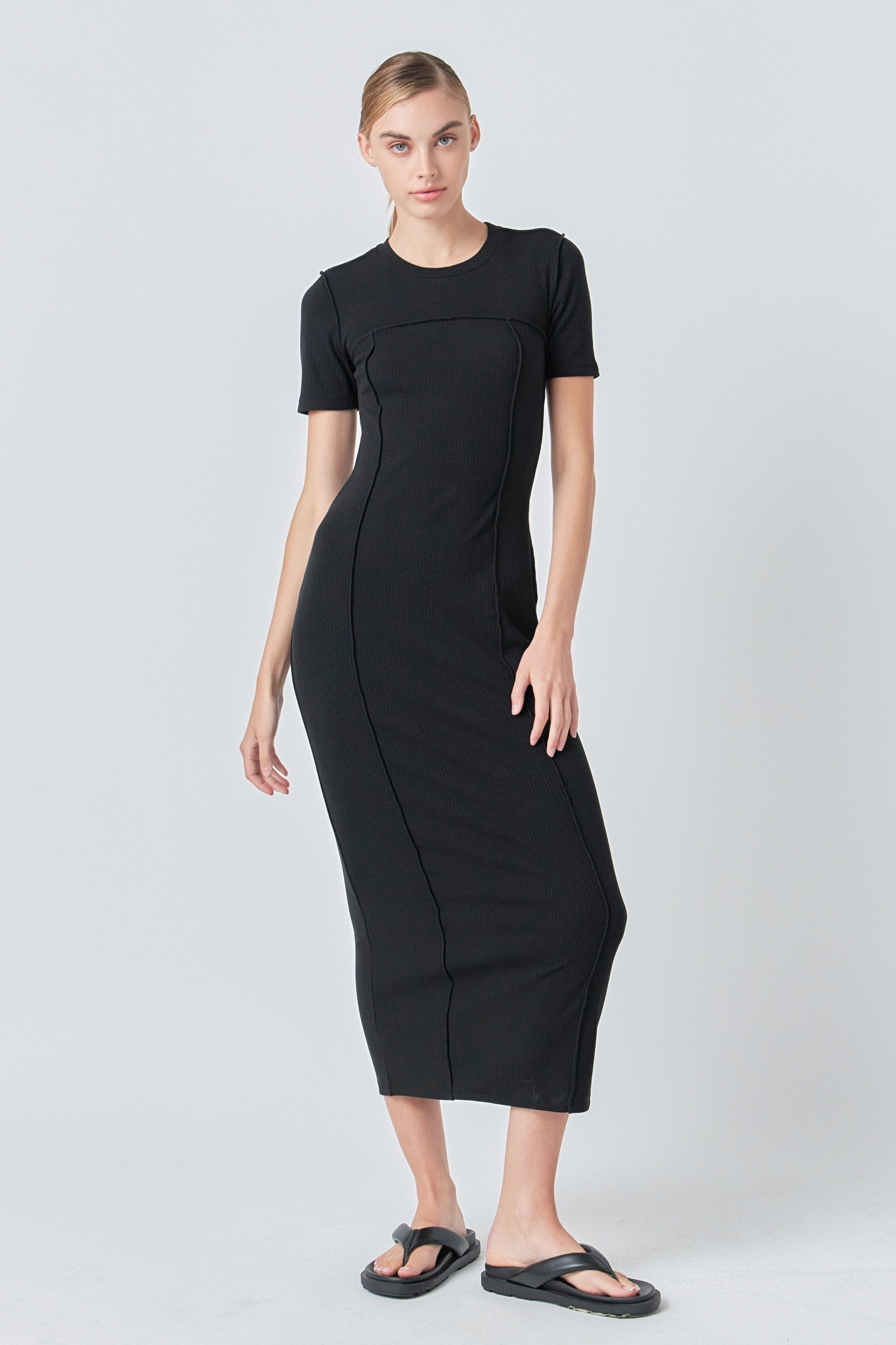 Overlock Piping Knit Maxi Dress - Grey Lab product image