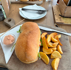 sandwich and fires at cafe