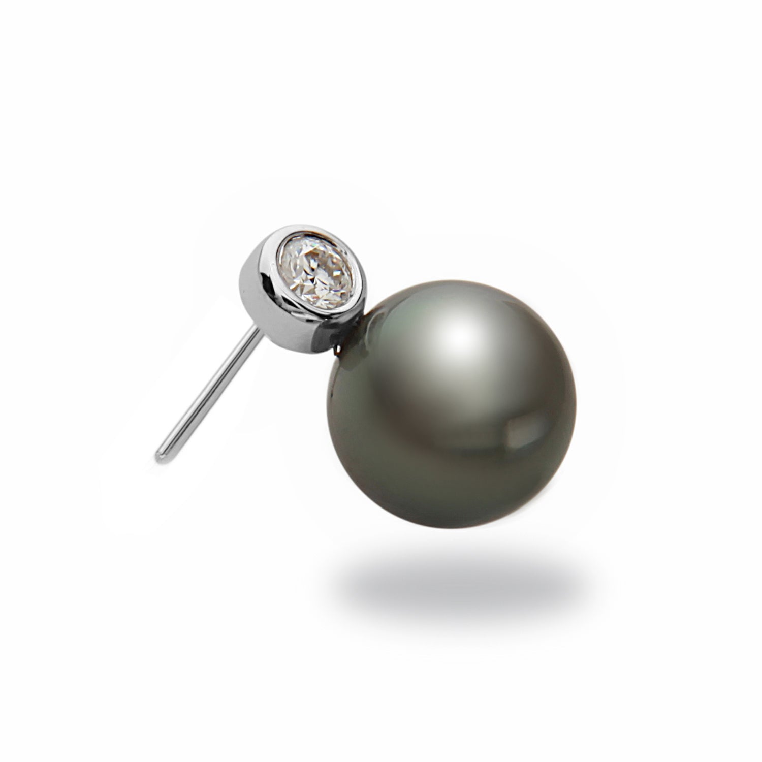 10-11mm Tahitian Pearl and Diamond Earrings