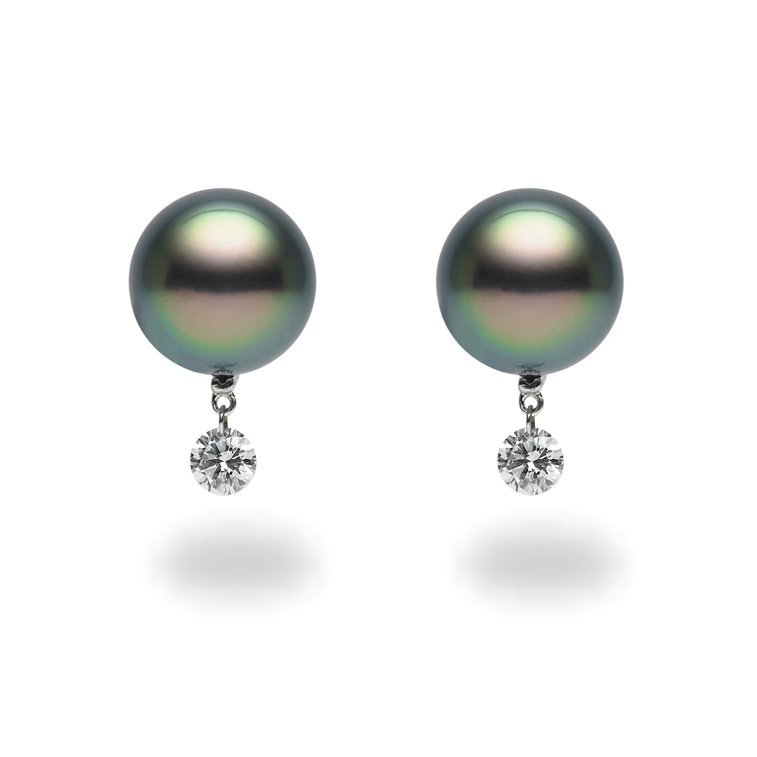 Dancing Diamond™ Collection 8-8.5mm Tahitian Pearl and Diamond Earring ...