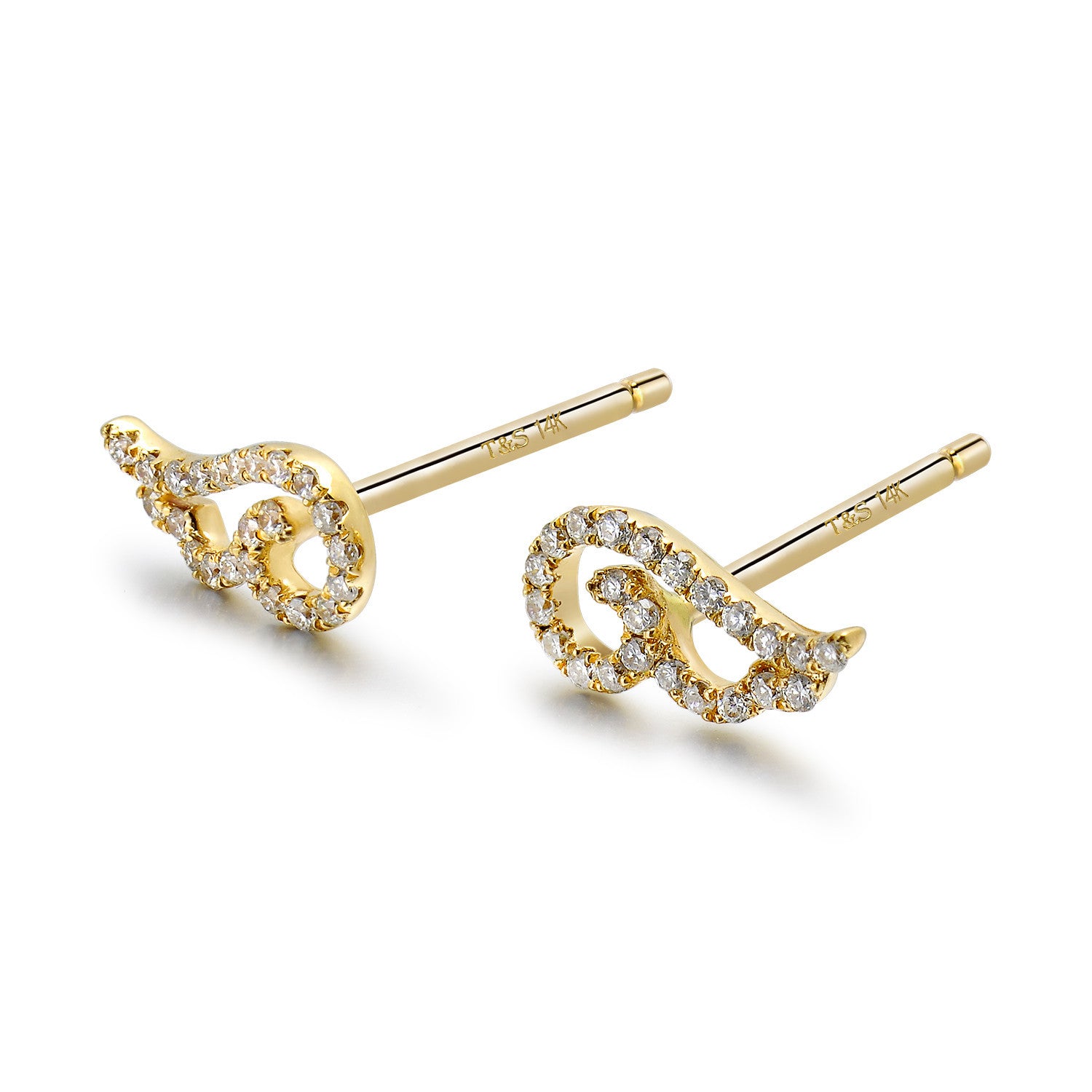 14k Gold Diamond Angel Wing Earrings