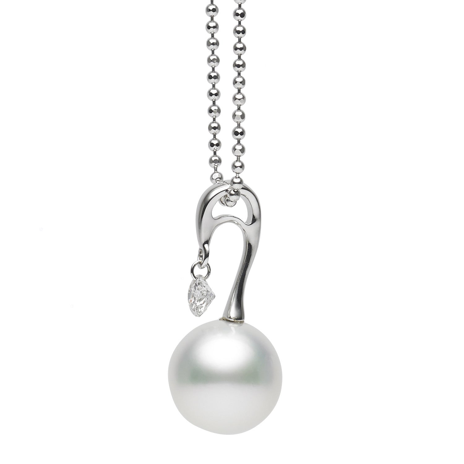 Dancing Diamond  Collection 10-11mm White South Sea Pearl and Diamond Pendant