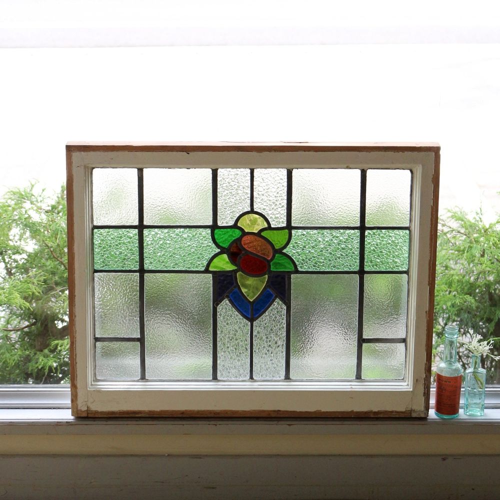 英国 アンテーク ステンドグラス窓枠615×45×38 - 置物