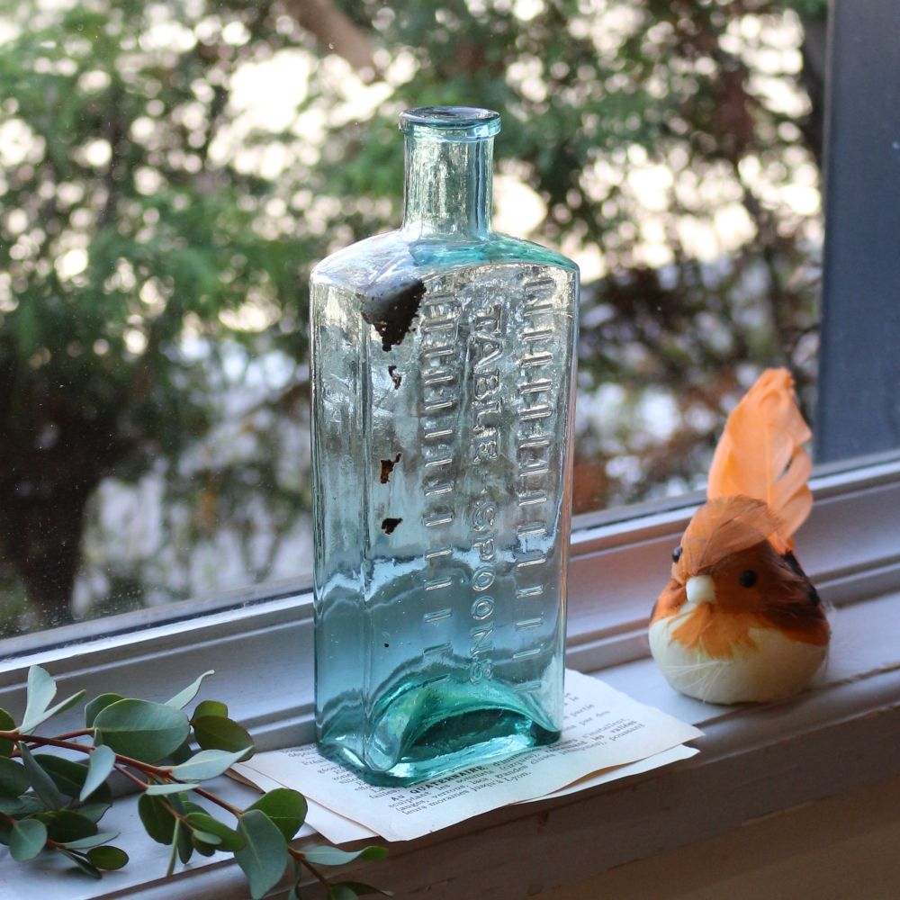 アンティーク ガラス瓶 口付瓶 レトロガラス 店舗什器 当時物-