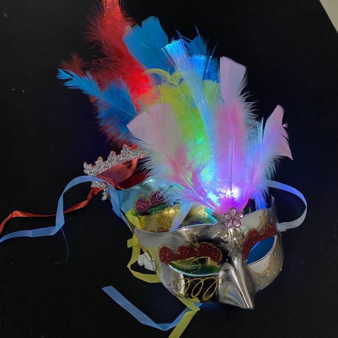 Glowing Feather Fiber Optic Masquerade Halloween Mask – Decognomes
