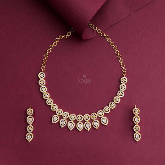 Grand Multi Stone Gold Necklace With Earrings Set NCKN2041