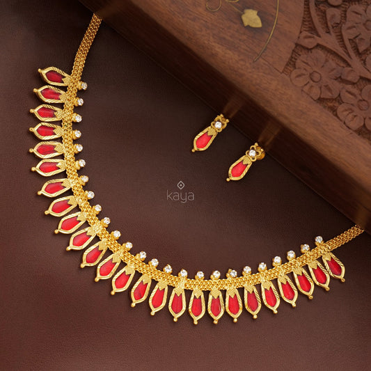 Gold tone Nagapadam Long Necklace Haram - PP100267 – Kaya Online