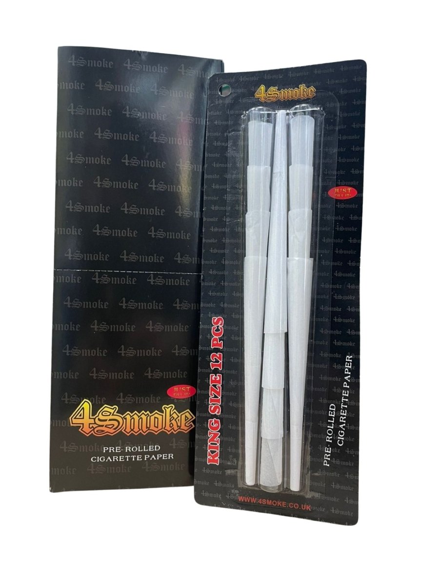 Wholesale - 4Smoke King Size Pre-Rolled Cigarette Paper Cones - Bulk Box of 24 - theno1plugshop