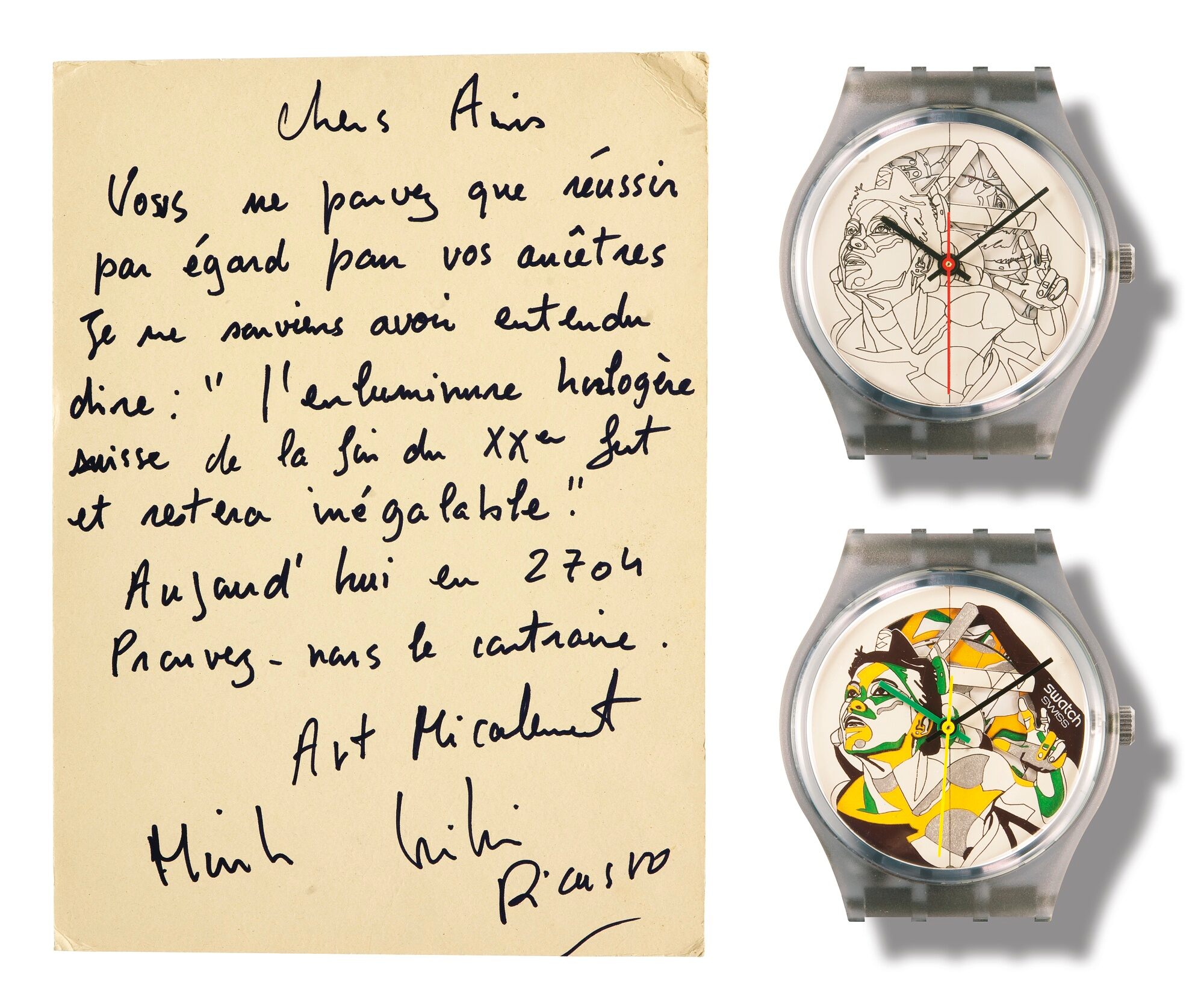 Kiki Picasso Swatch collaboration with accompanying letter from Kiki for A Collected Man London