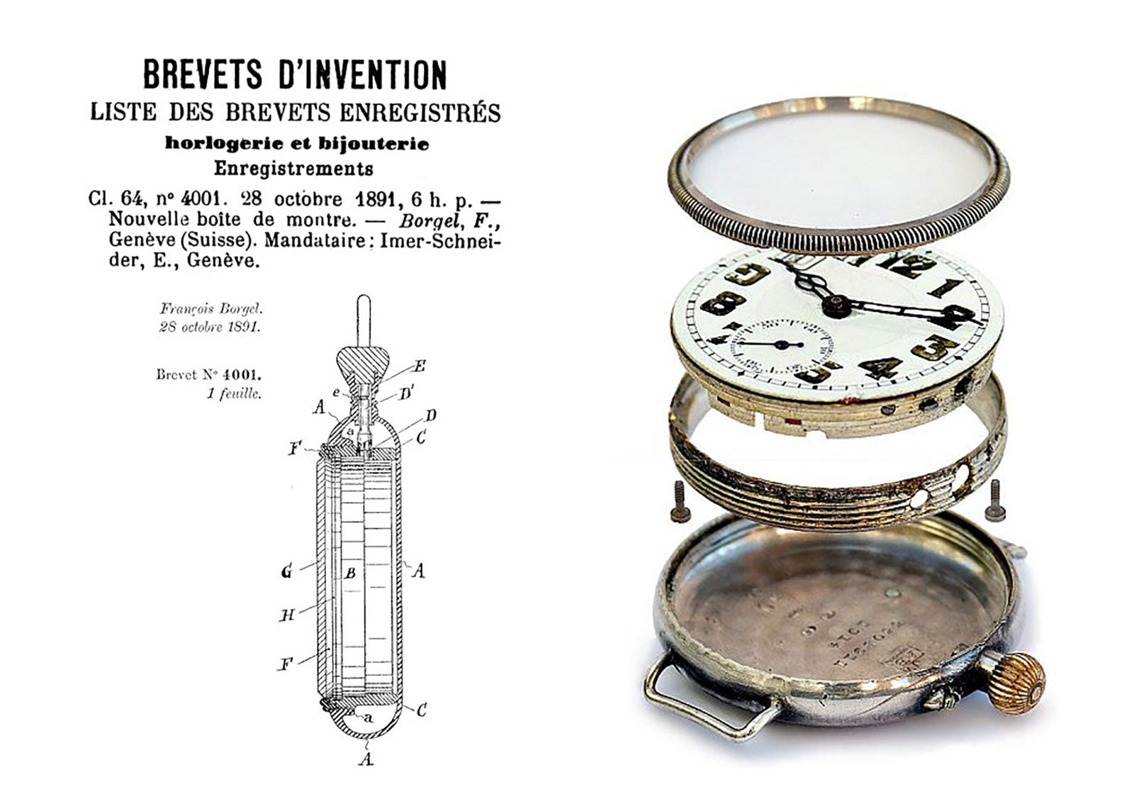 Patent and exploded watch in Borgel – The Master Casemaker you Haven’t Heard Of for A Collected Man London