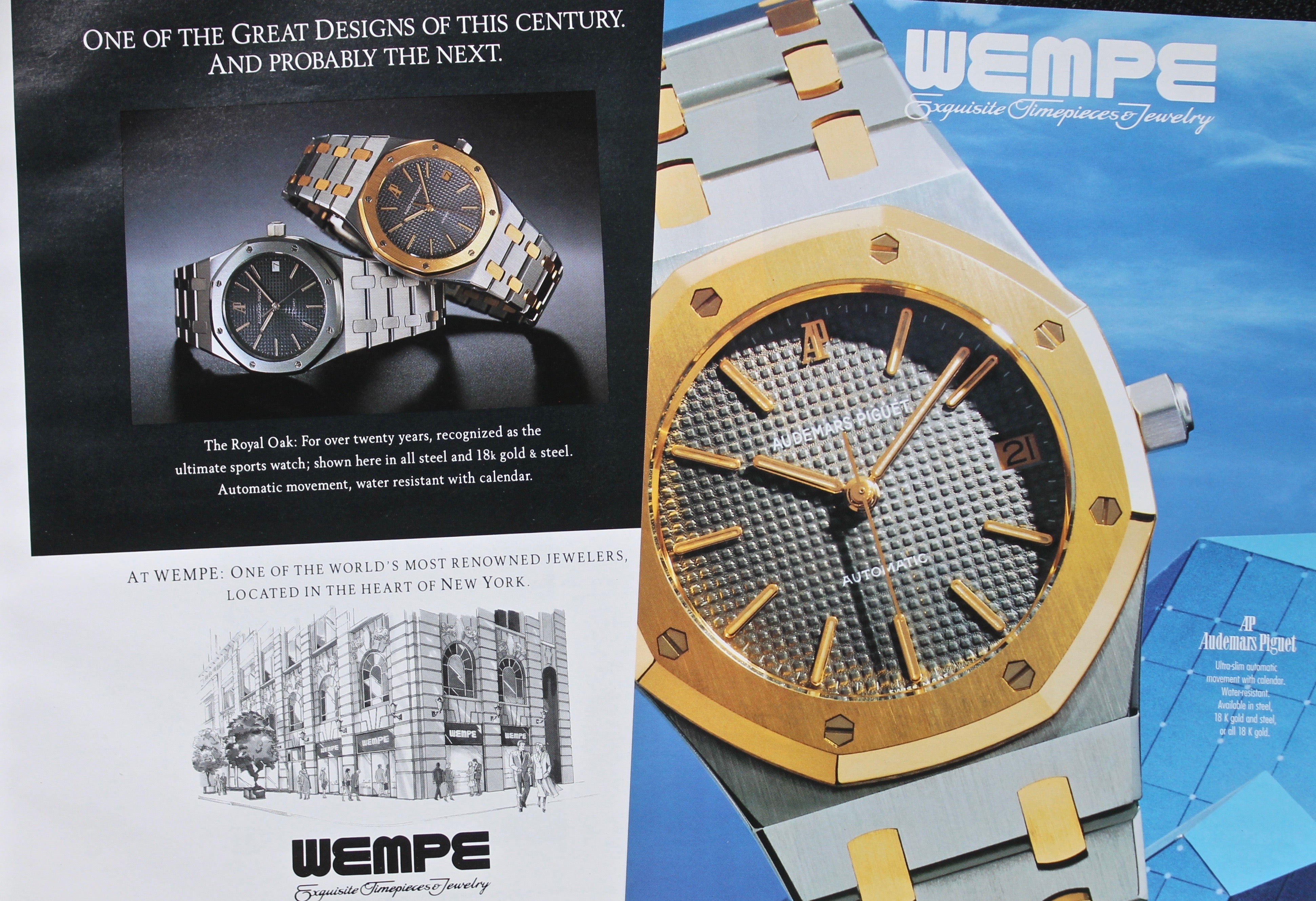 Audemars Piguet adverts showing Royal Oak 14700 and 14790 from around the same time from Ad Patina for A Collected Man London