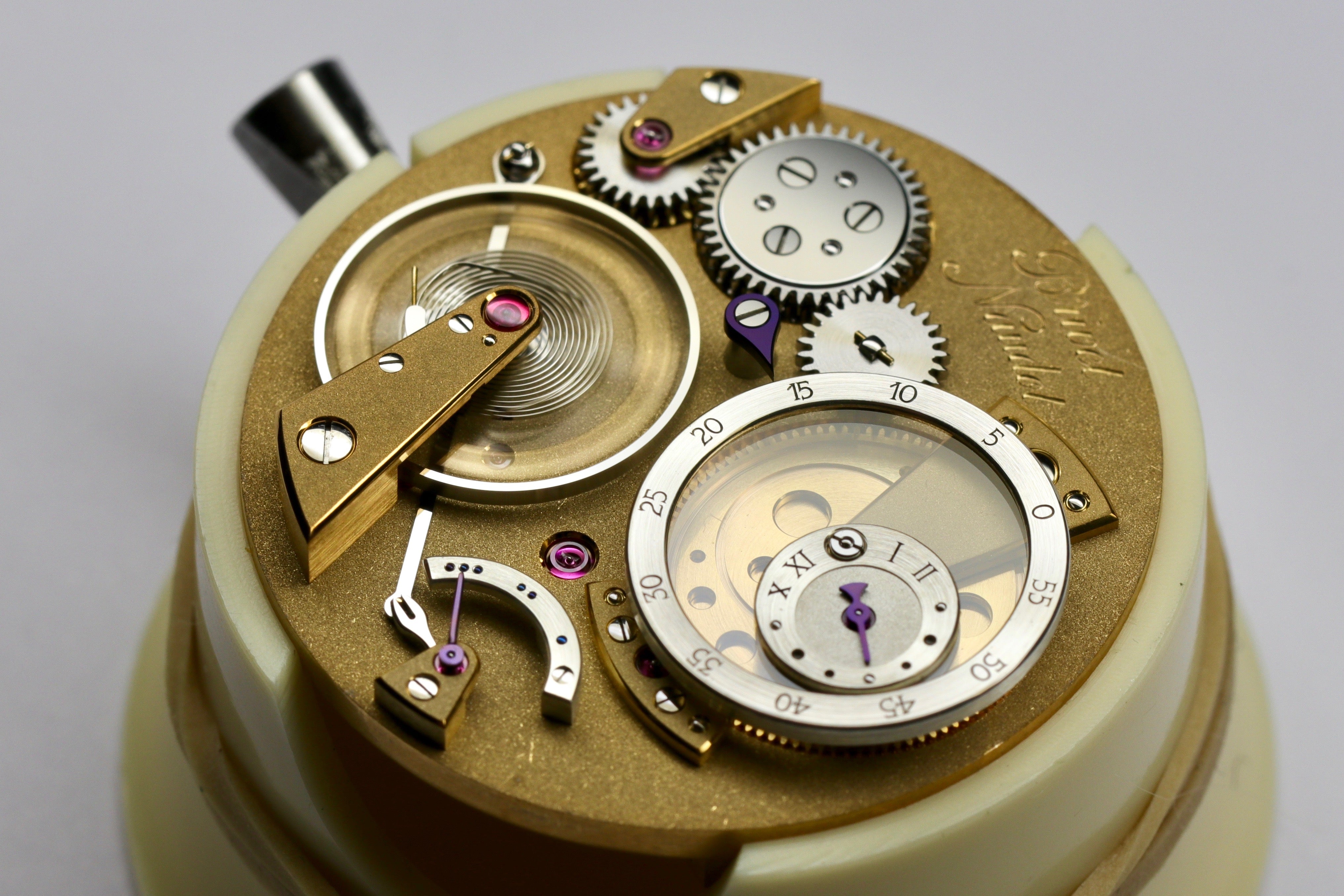 Cyril Brivet-Naudot new handmade watch movement with power reserve for A Collected Man London