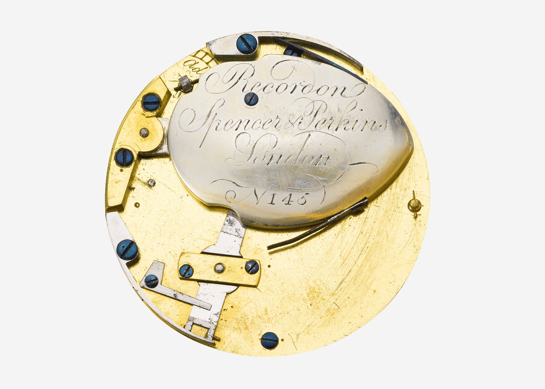 Recordon, Spencer & Perkins self-winding pocket watch movement In Four Patents that Changed the Face of Watchmaking for A Collected Man London