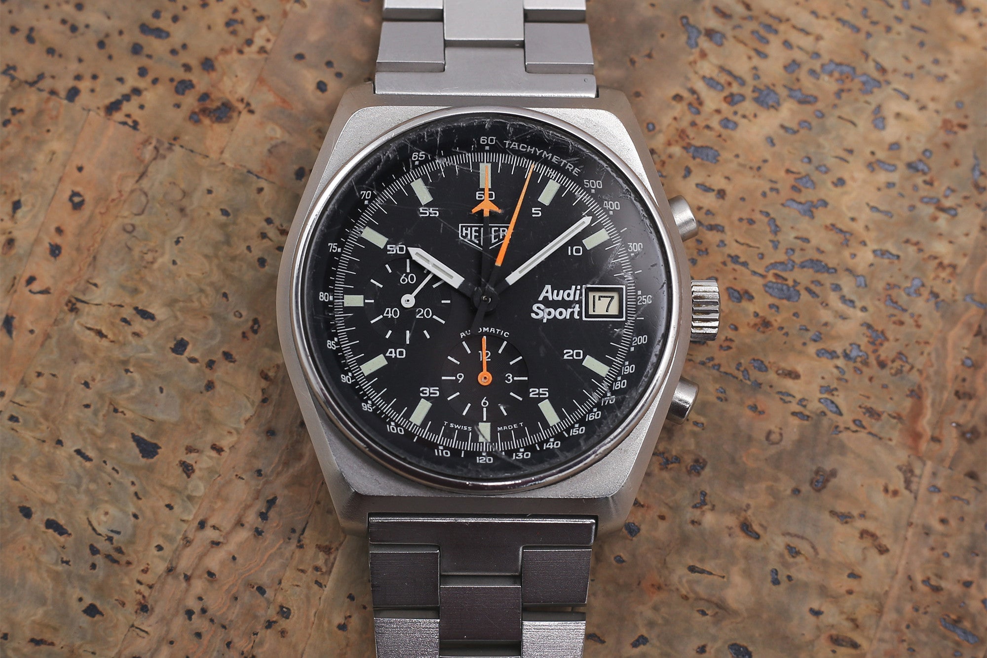 buy Heuer Audi Sport 510.533 steel vintage chronograph watch for sale online at A Collected Man London vintage Heuer specialist
