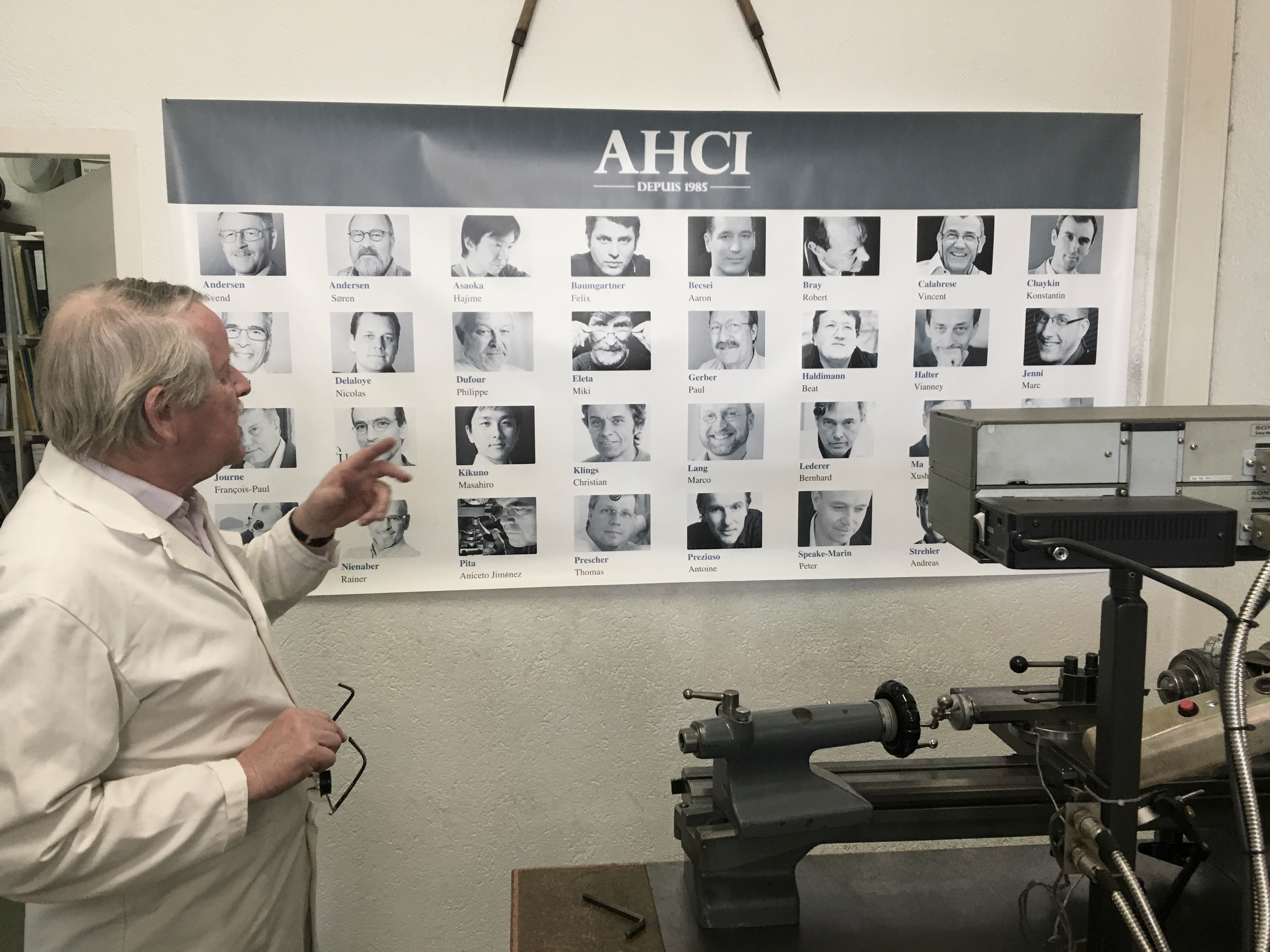 Svend Andersen's workshop and a post of all the AHCI members from The Watch Nerd for A Collected Man London