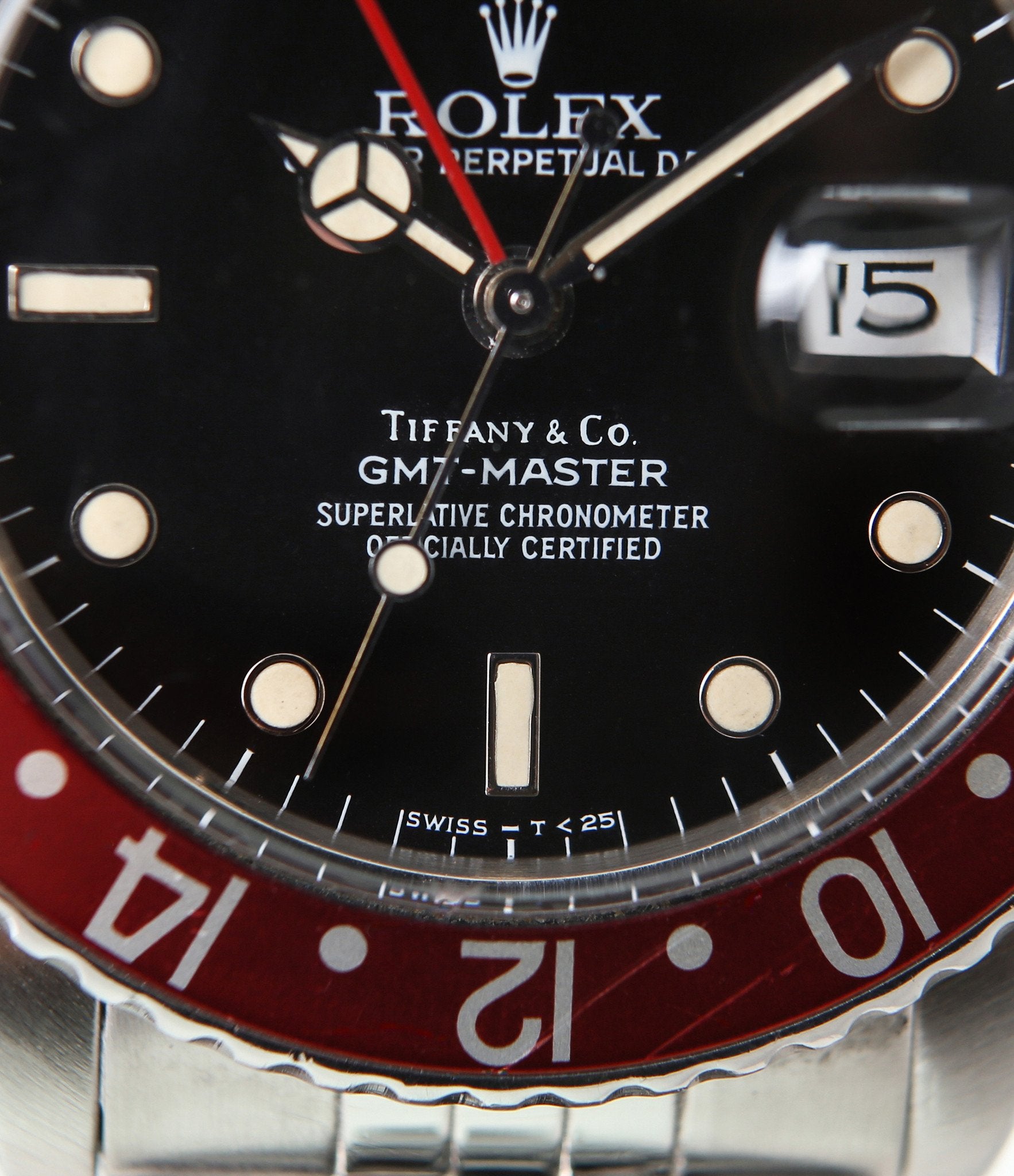 Close up on GMT Tiffany-signed dial in What Makes a Transitional Watch? for A Collected Man London