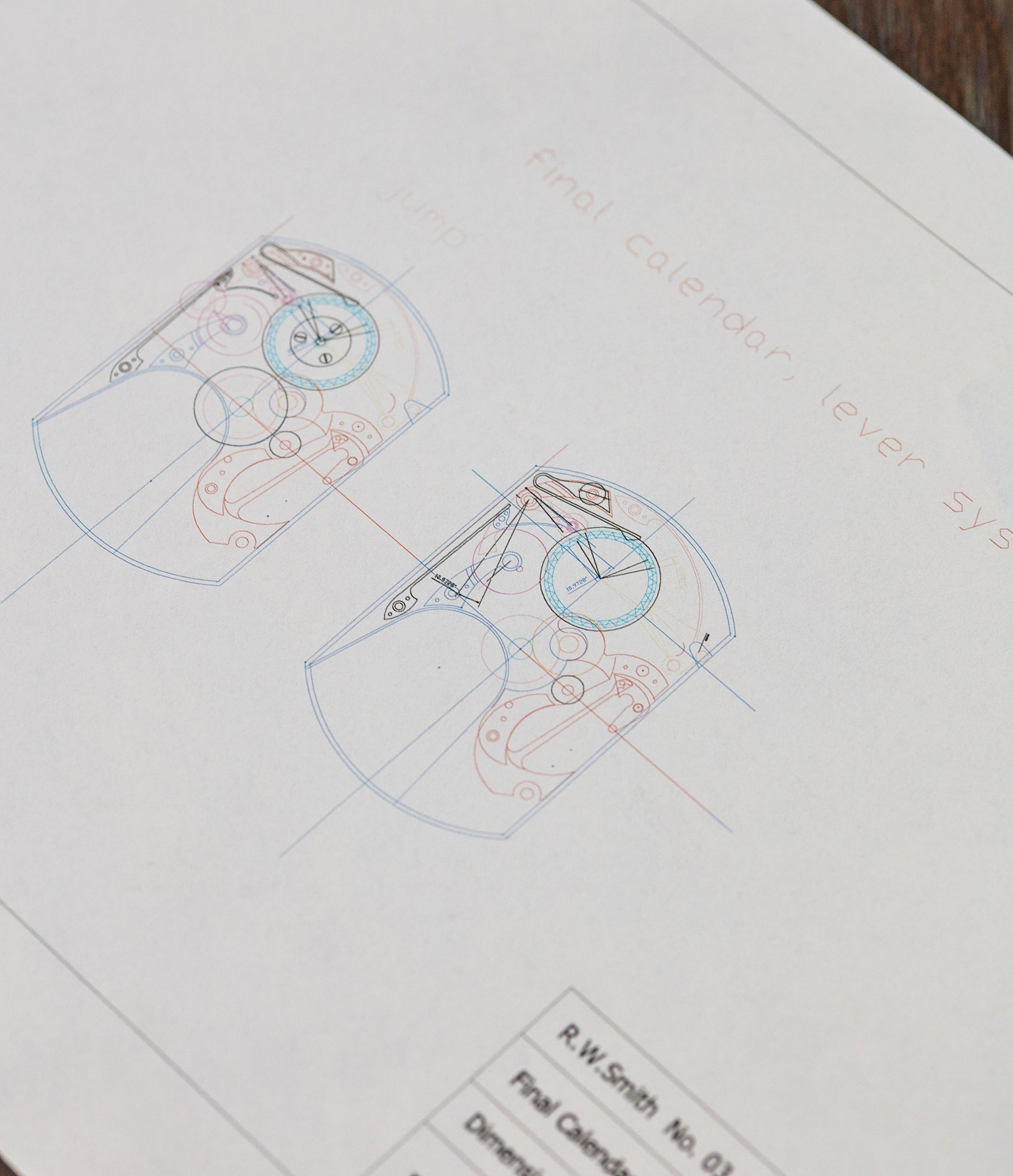 Roger W. Smith Watchmaker technical drawing of his No. 3 Tourbillon wristwatch for A Collected Man London