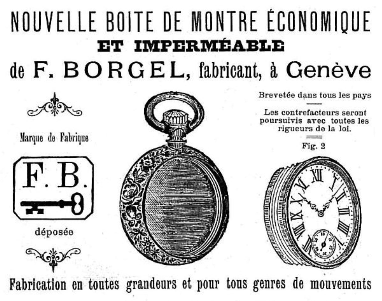 Borgel casemakers advert for screw-in pocket watch case for A Collected Man London