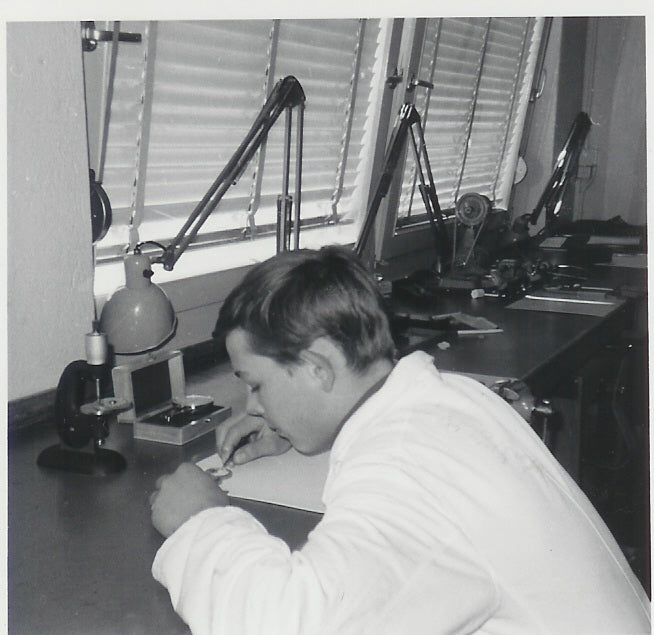 Philippe Dufour in watchmaking school Ecole d'Horologerie in 1964 from A Collected Man London