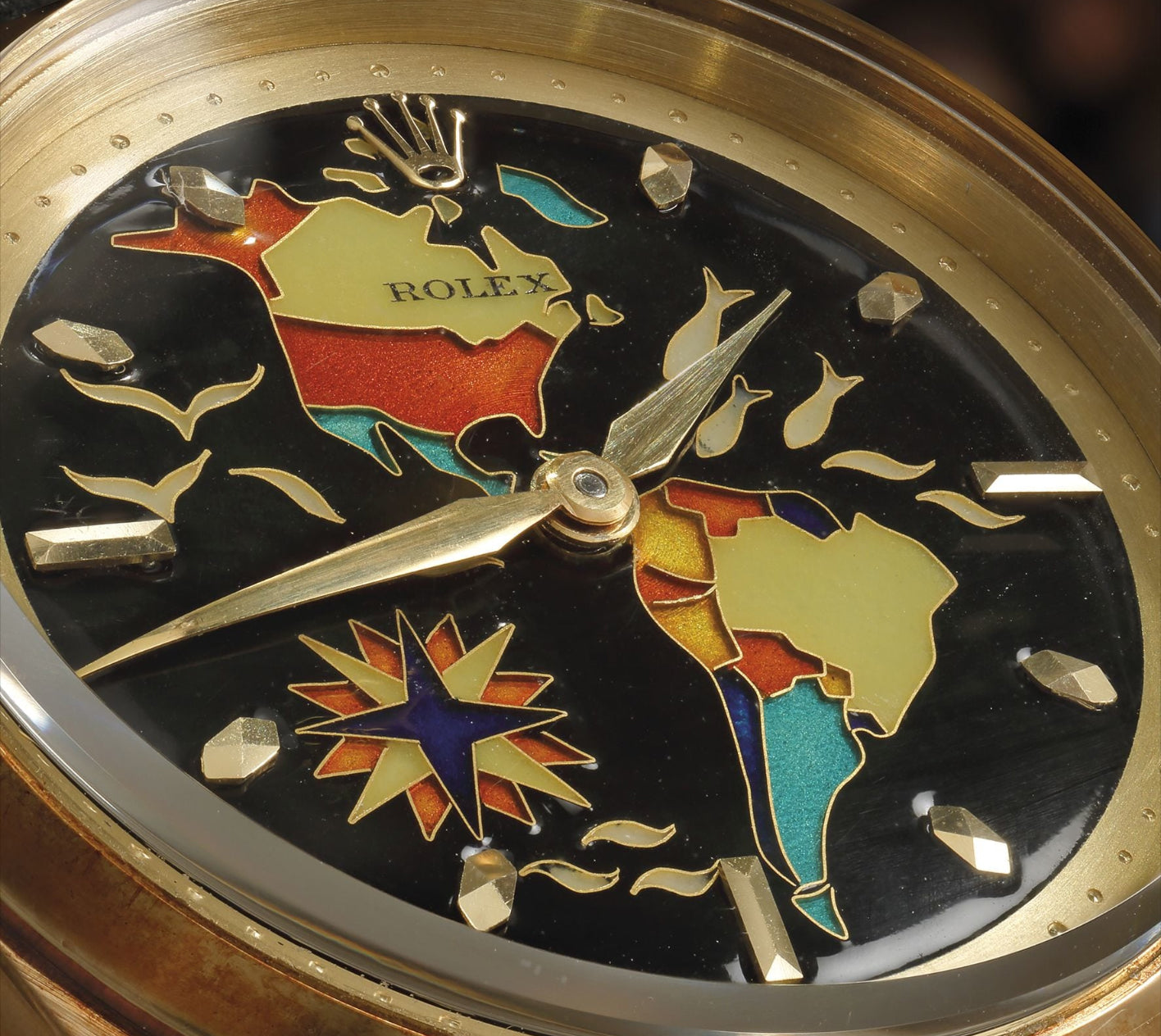 Rolex cloisonné enamel dial of the Americas in The Art of Enamel Dials for A Collected Man London