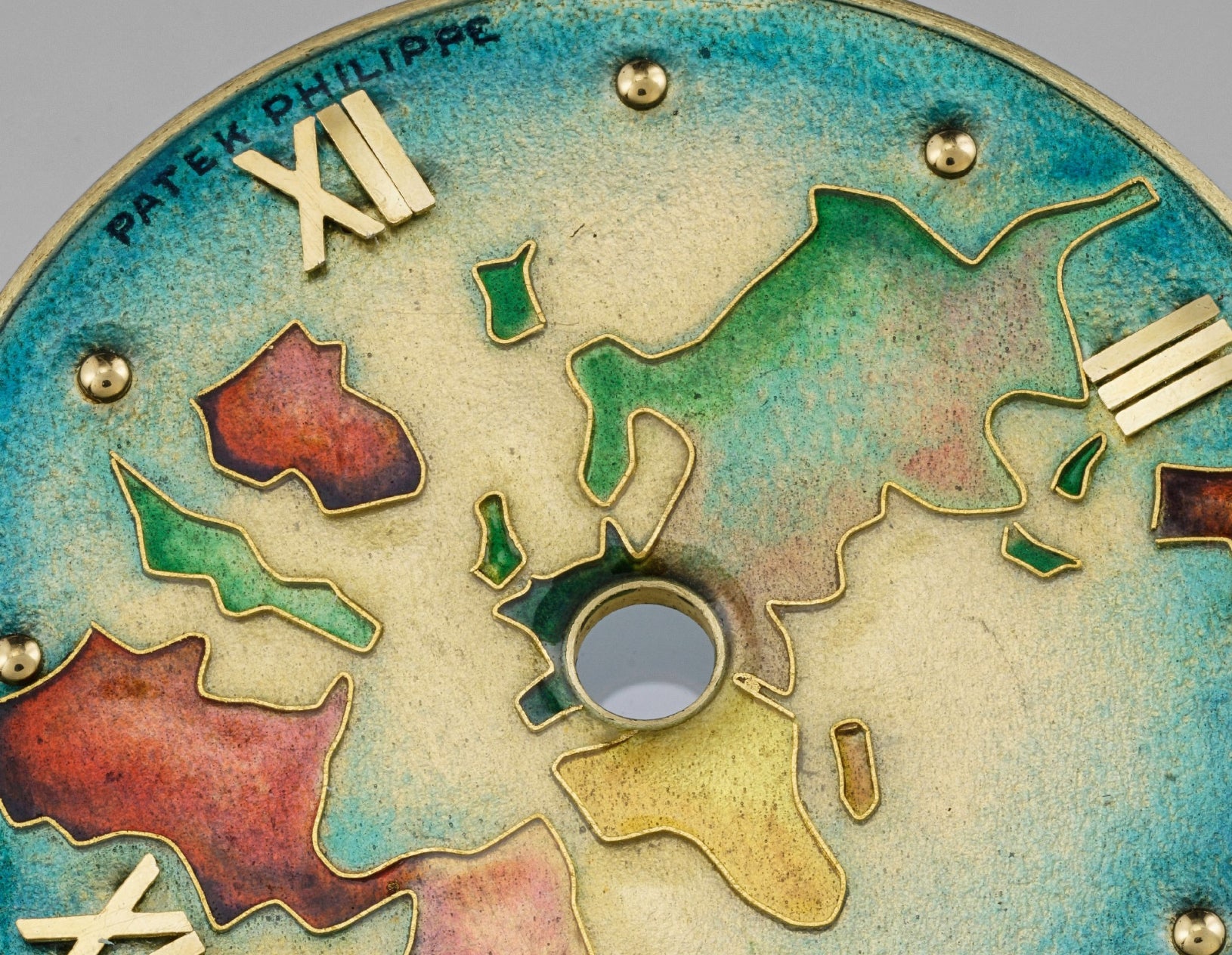 Macro on Patek Philippe Cloisonne enamel dial in The Art of Enamel Dials for A Collected Man London