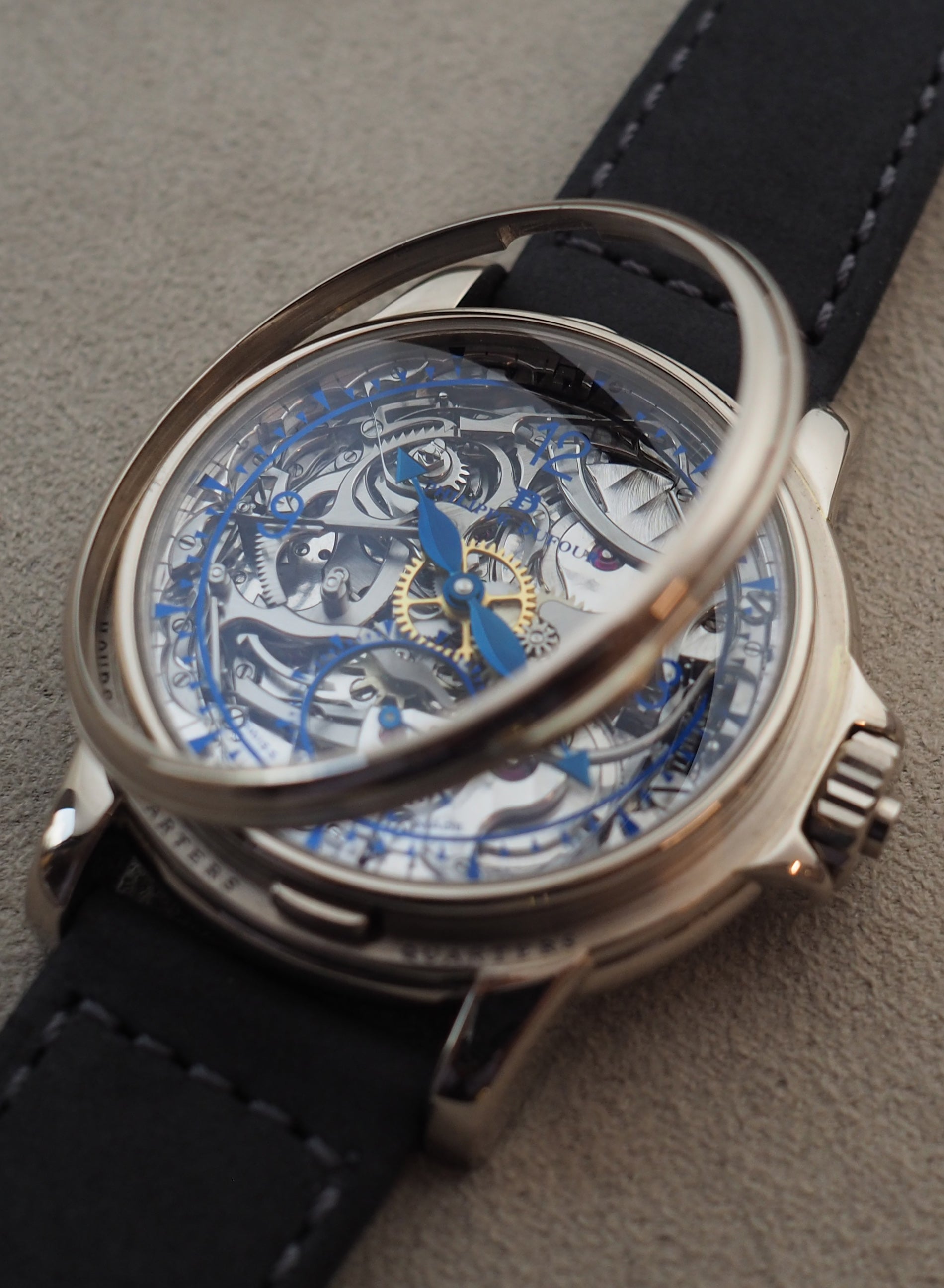 Philippe Dufour Grande Sonnerie minute-repeater sapphire dial with bezel open from Michael Tay for A Collected Man London