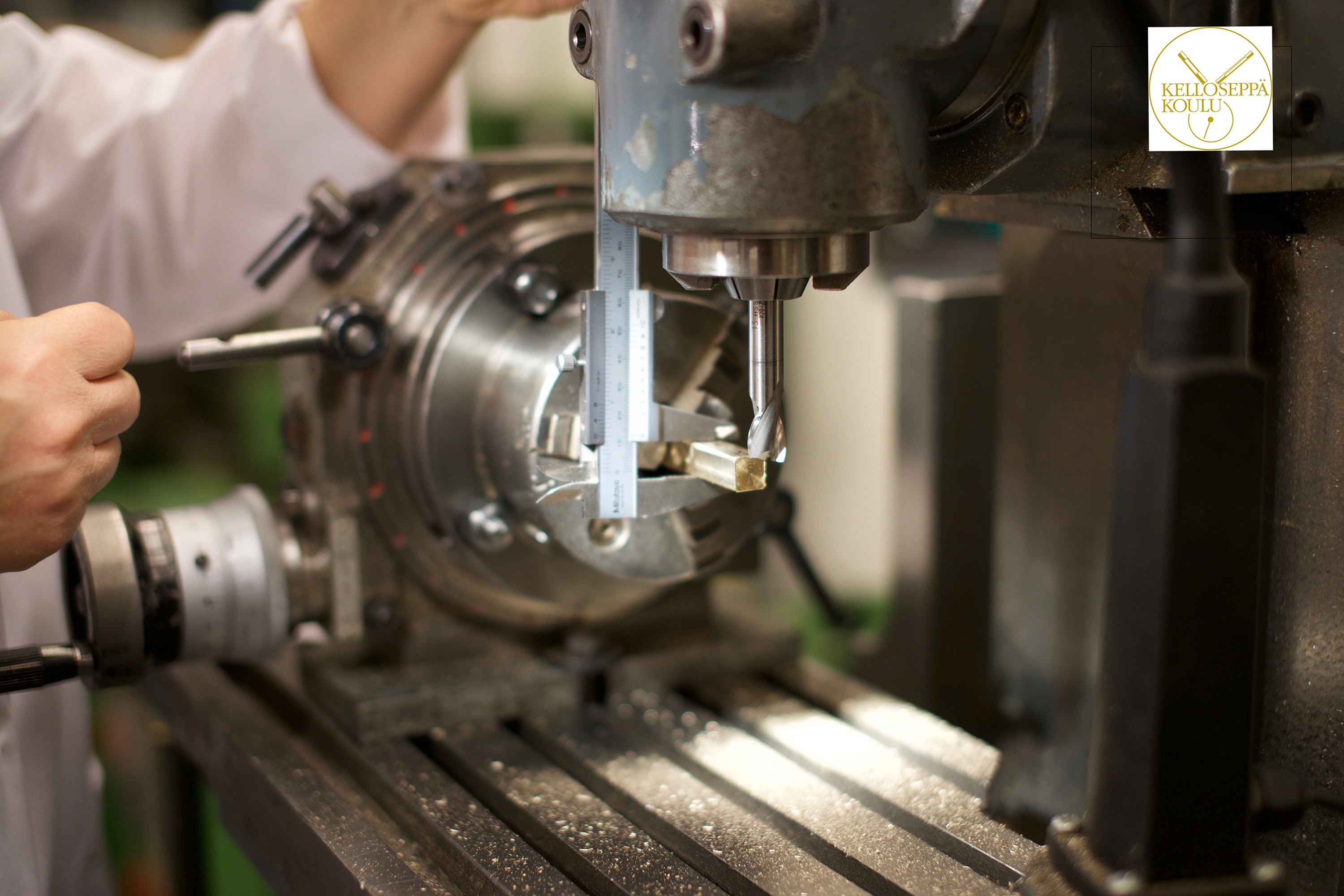 Finnish School of Watchmaking a student milling a component from raw materials for A Collected Man London