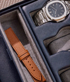 London, six-watch box with compartment, midnight blue, saffiano leather | Buy at A Collected Man London